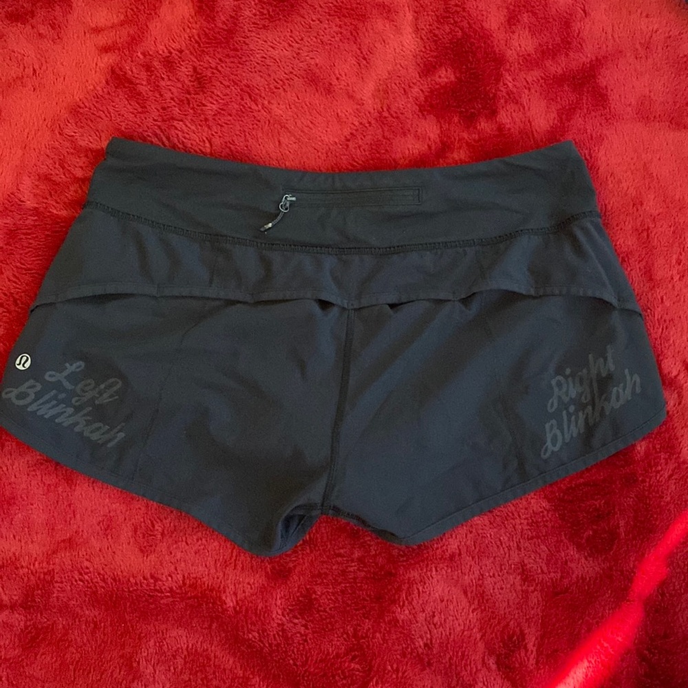 Special edition black lululemon ‘speed up’ shorts